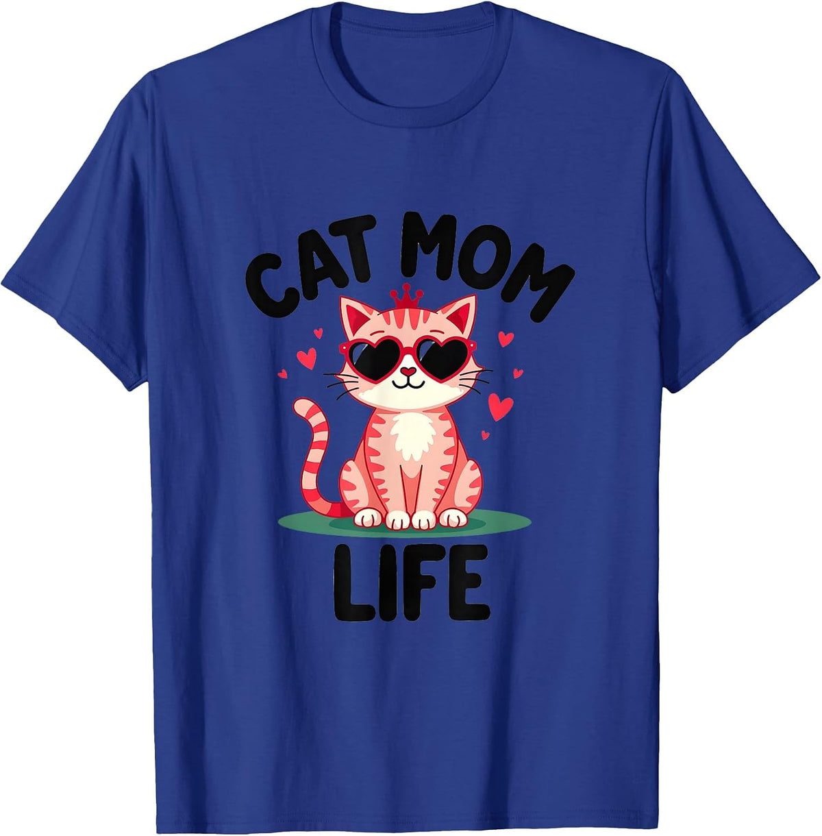 Cat Mom Life Proud Feline Parent Design T-Shirt - Royal Blue