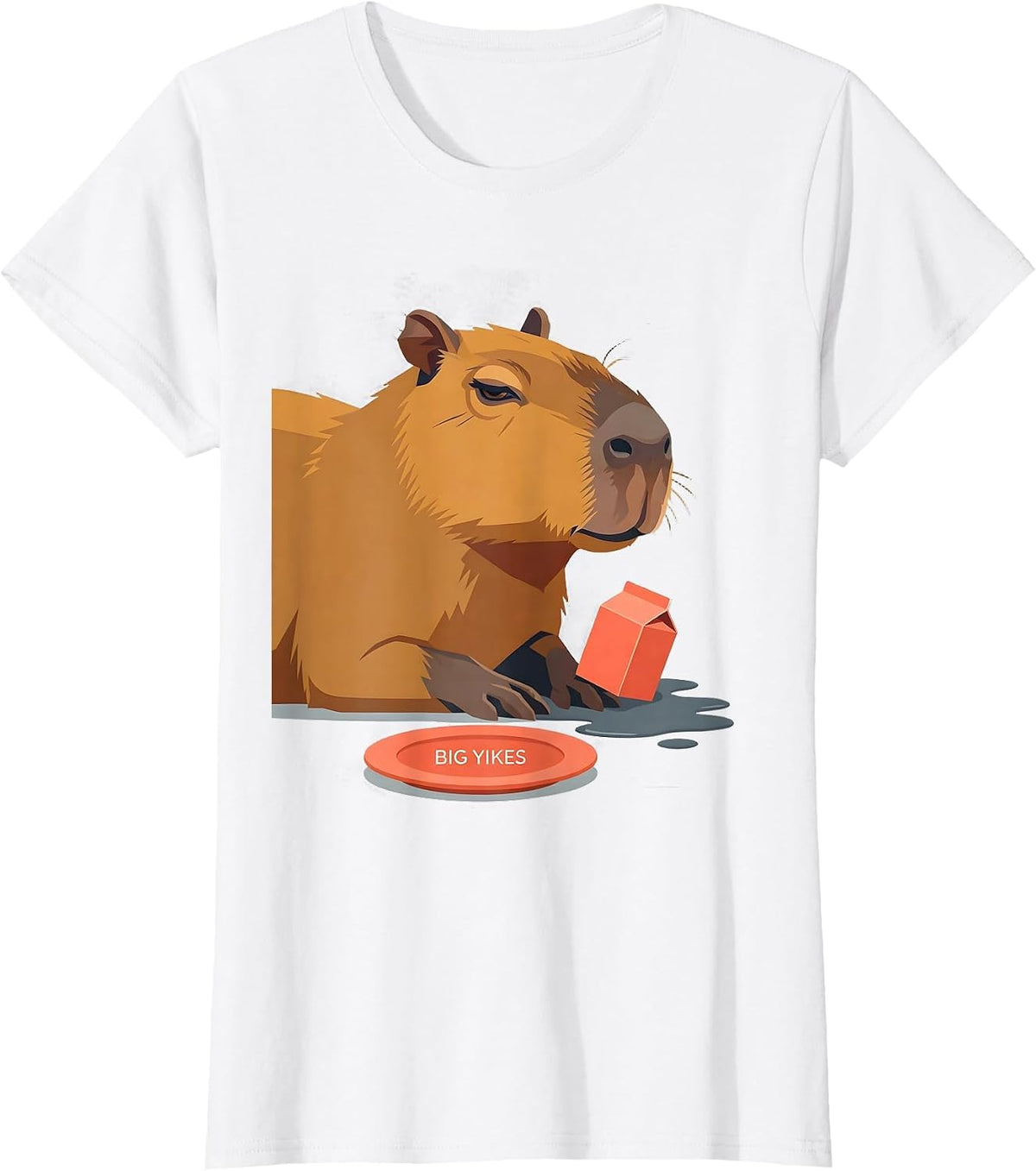 Women's Big Yikes Funny Capybara Animal Meme Humor T-Shirt - White