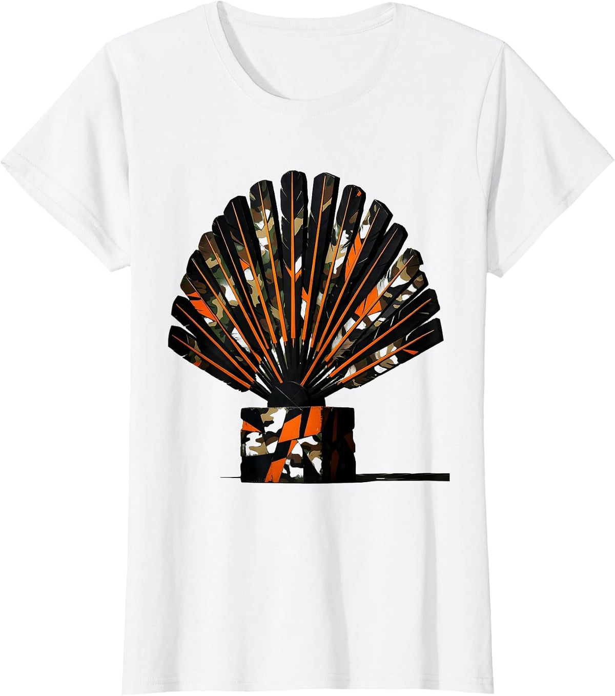 Women's Camo Turkey Feathers Forest Clearing Hunting Design T-Shirt - White