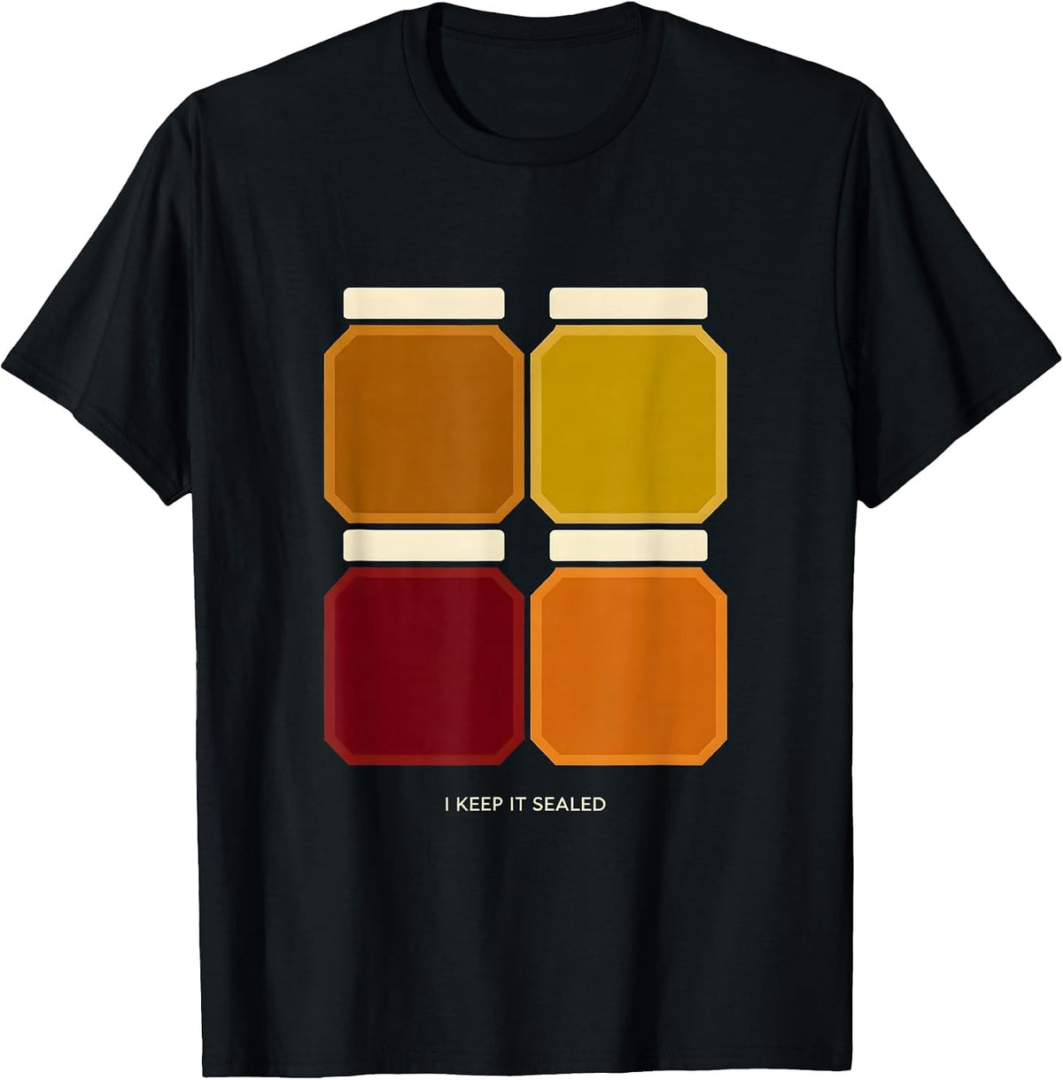Men's I Keep It Sealed Quilt Block Patchwork Canning Humor T-Shirt - Black