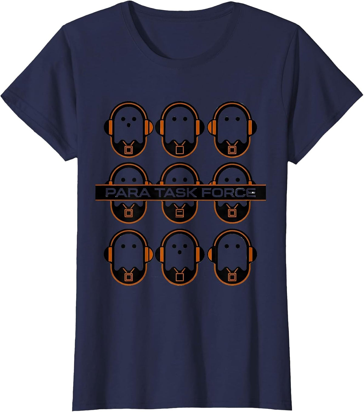 Women's Para Task Force Geometric Ghost Para Paraeducator Halloween T-Shirt - Navy Blue