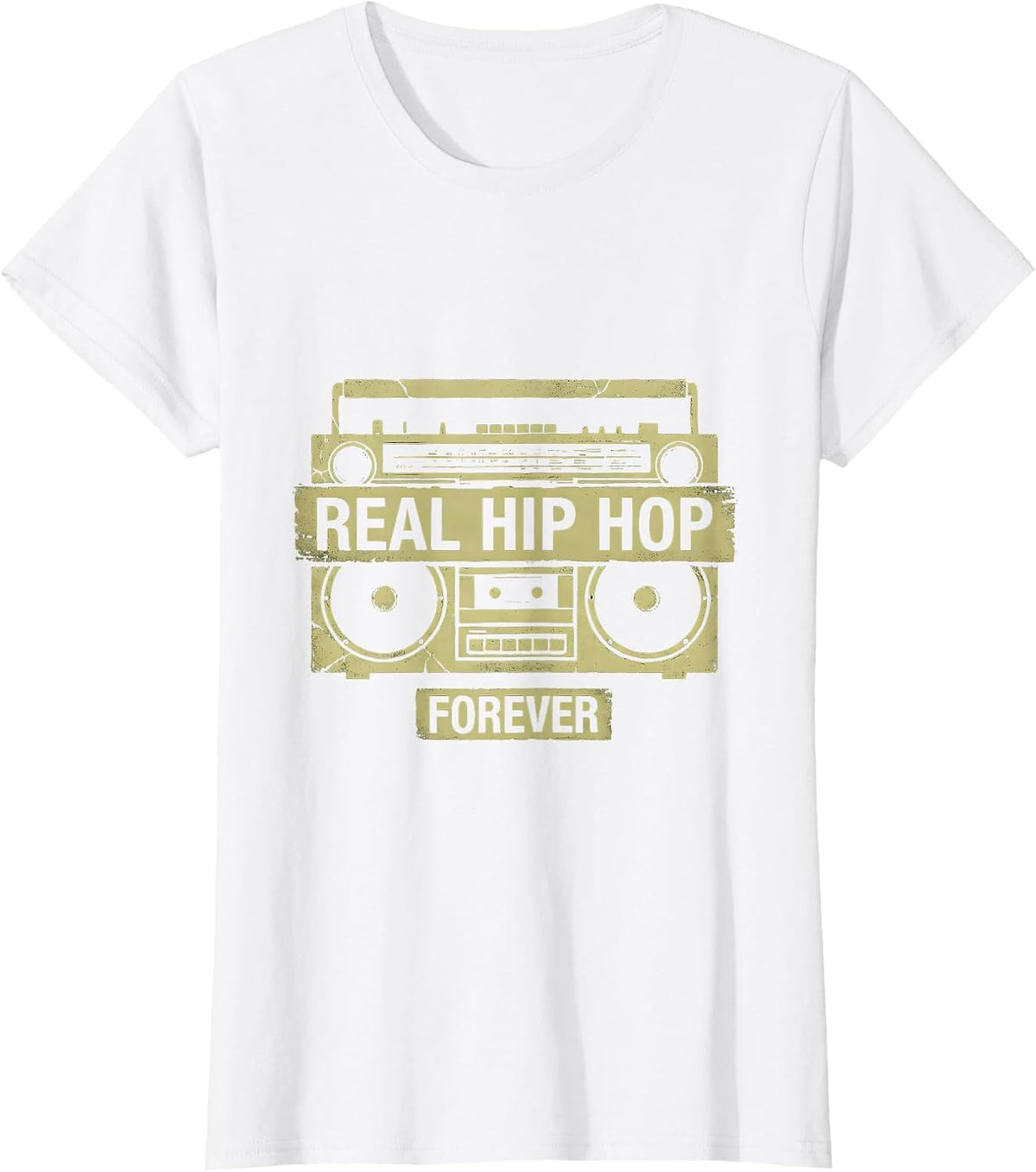 Real Hip Hop Forever Graphic Design T-Shirt - White