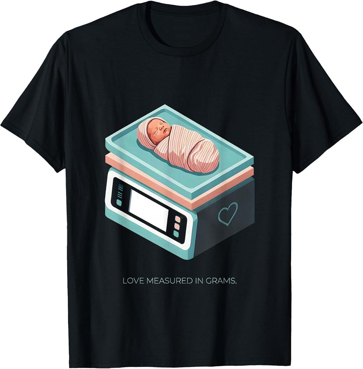 Men's Love Measured In Grams NICU Nurse Design T-Shirt - Black