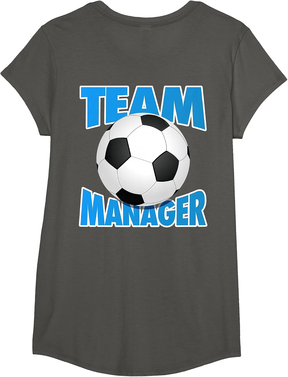 Soccer Team Manager, Soccer Ball Graphic, Football Team T-Shirt - Girls Asphalt Grey