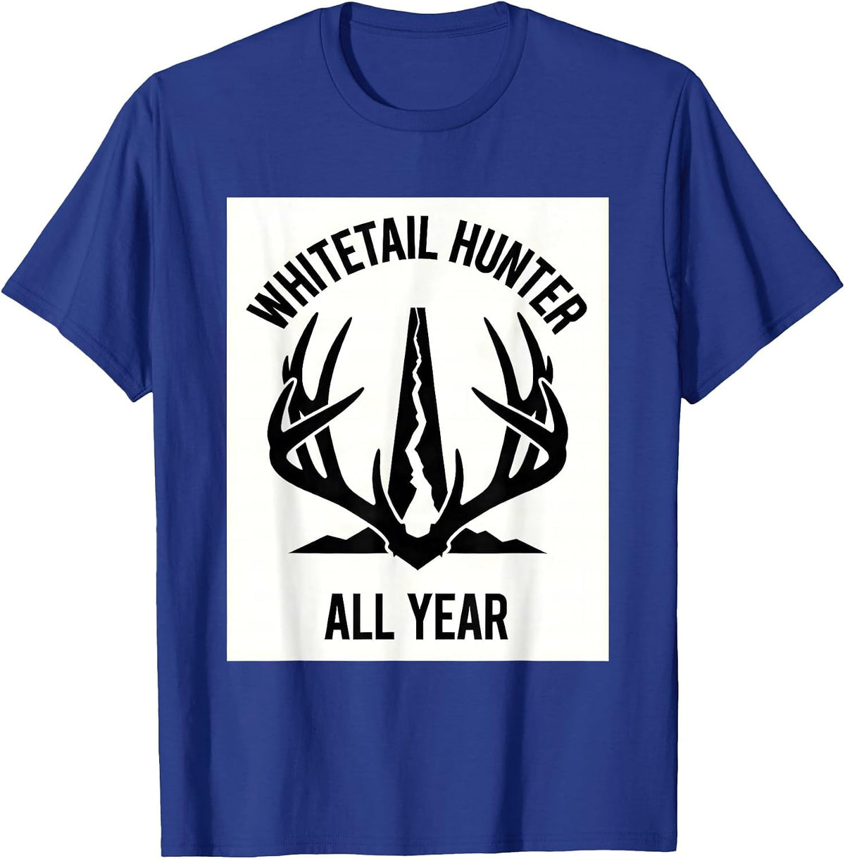 Men's Whitetail Hunter All Year Minimalist Antler Crown Hunting T-Shirt - Royal Blue