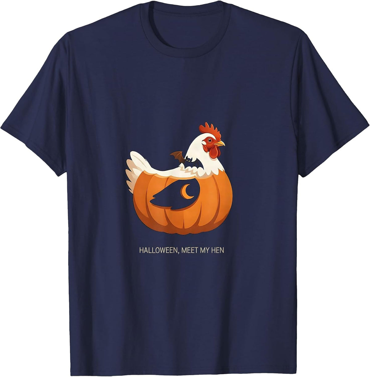 Halloween Meet My Hen Funny Chicken Lover Costume T-Shirt - Navy Blue