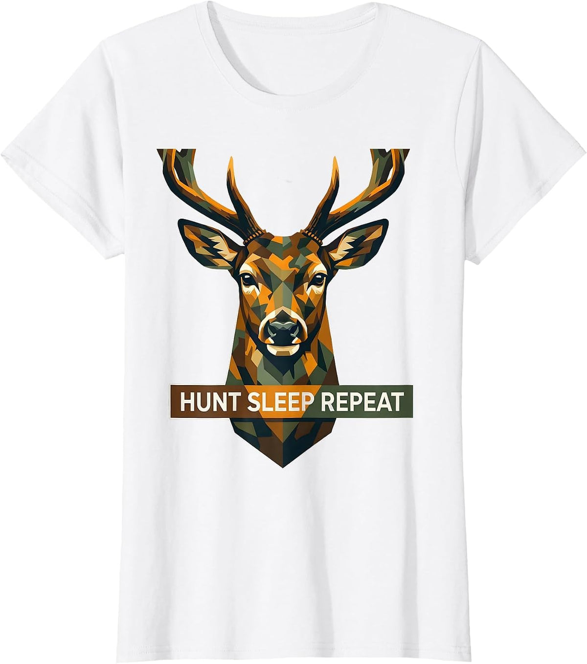 Women's Hunt Sleep Repeat Camo Hunting Design T-Shirt - White