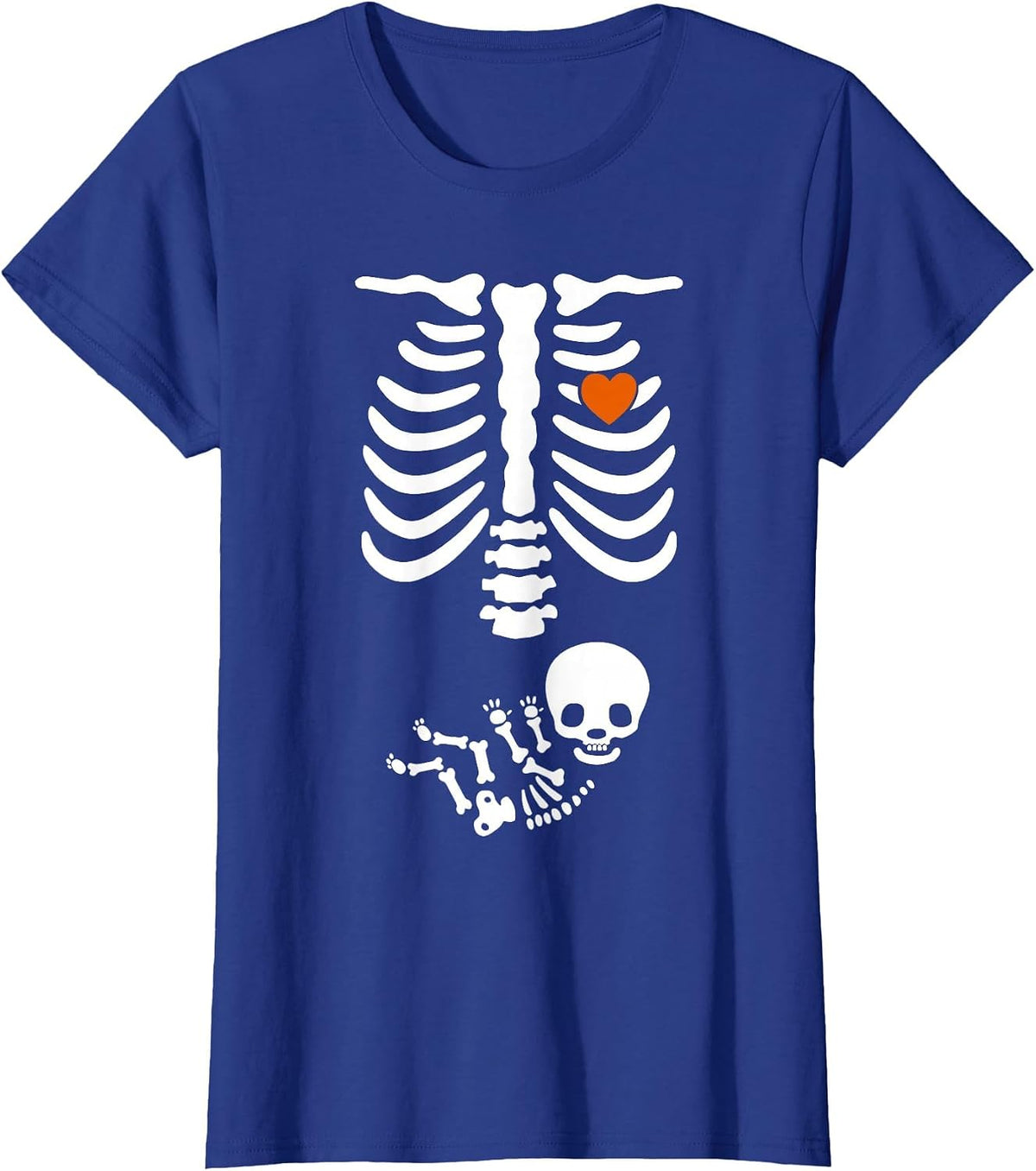 Beer Belly & Baby Skeleton Pregnancy Couples Halloween Mom T-Shirt - Royal Blue