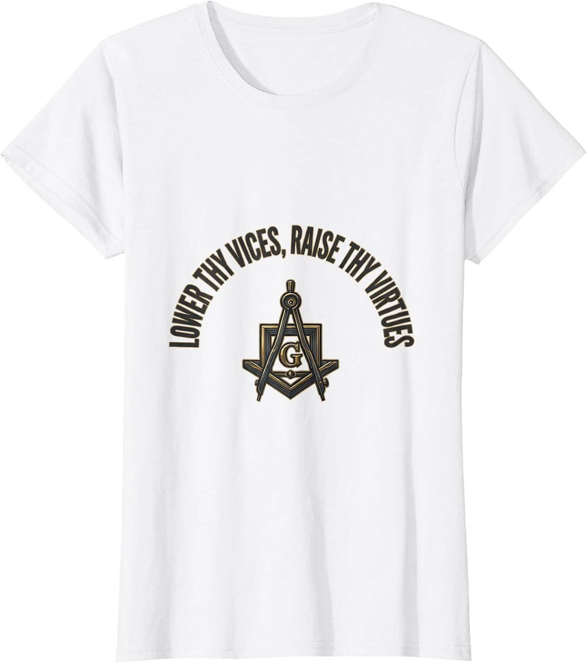 Women's Lower Thy Vices, Raise Thy Virtues Freemason Square T-Shirt - White