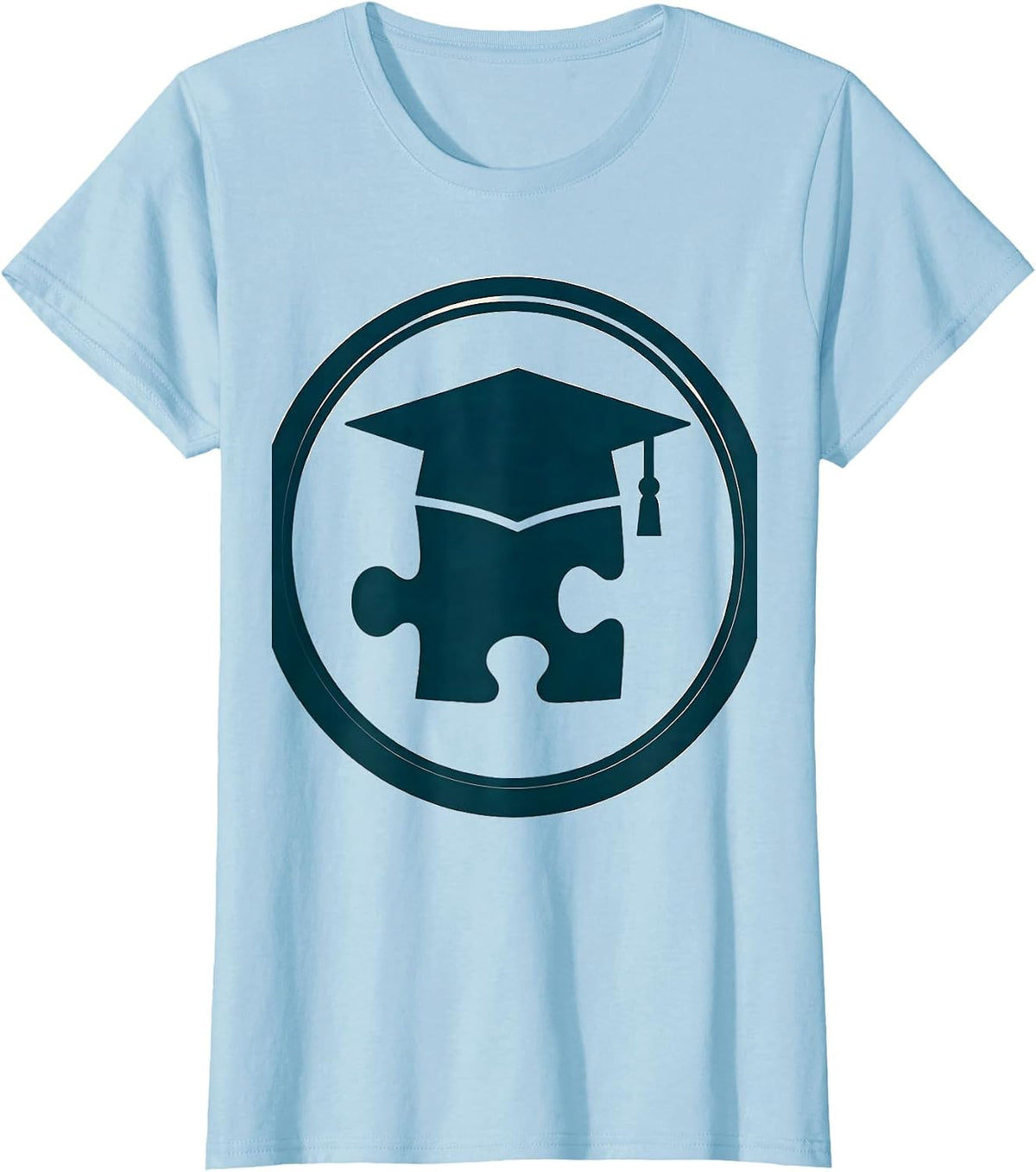 Special Education Teacher Graduation Cap Puzzle Piece T-Shirt - Baby Blue