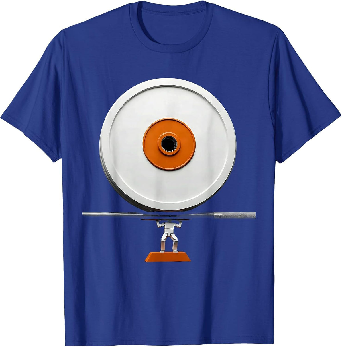 Men's Brutalist Weight Plate Lifter Humor Gym Meme T-Shirt - Royal Blue