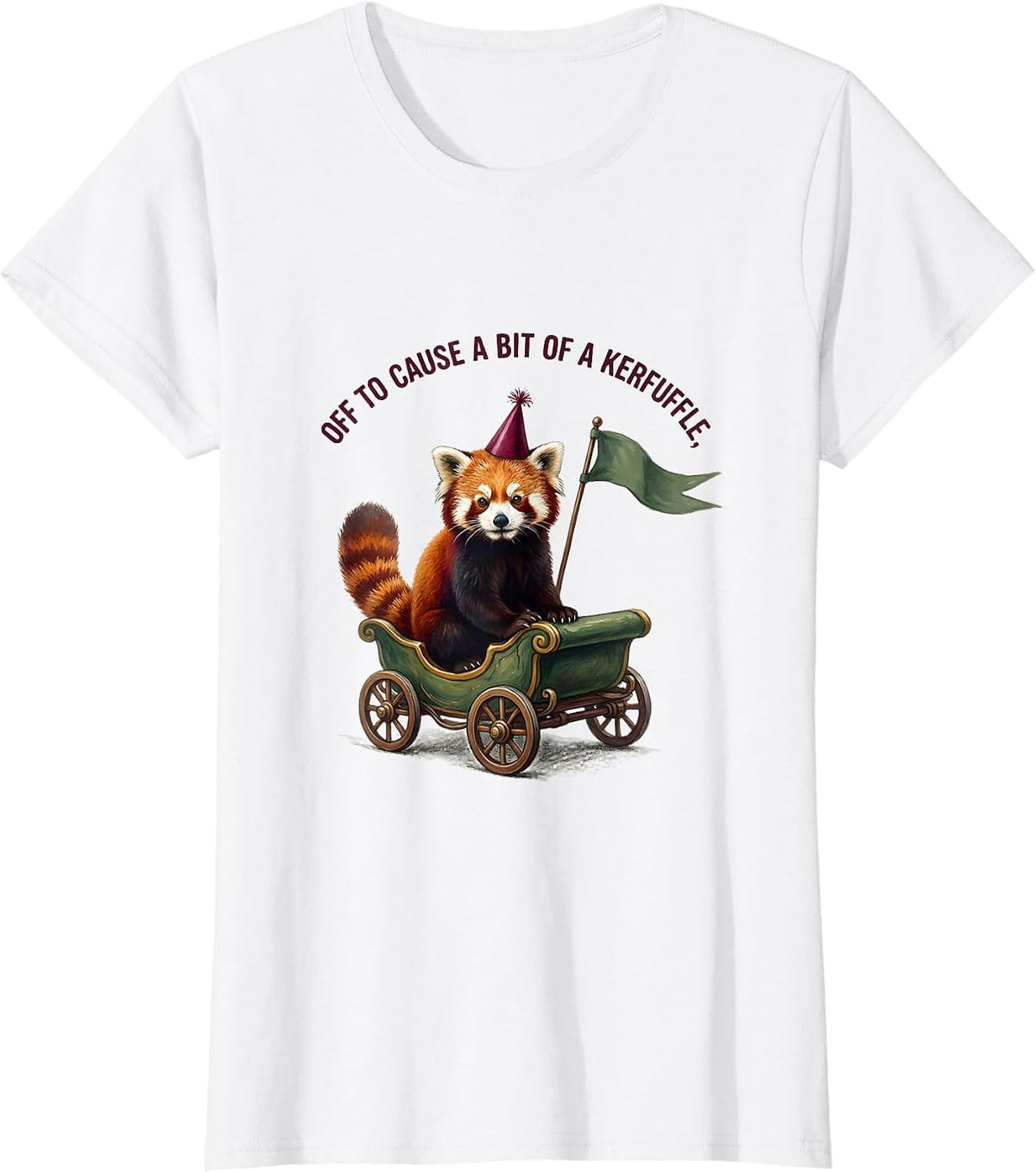 Off To Cause A Bit Of A Kerfuffle Storybook Red Panda Party T-Shirt - White