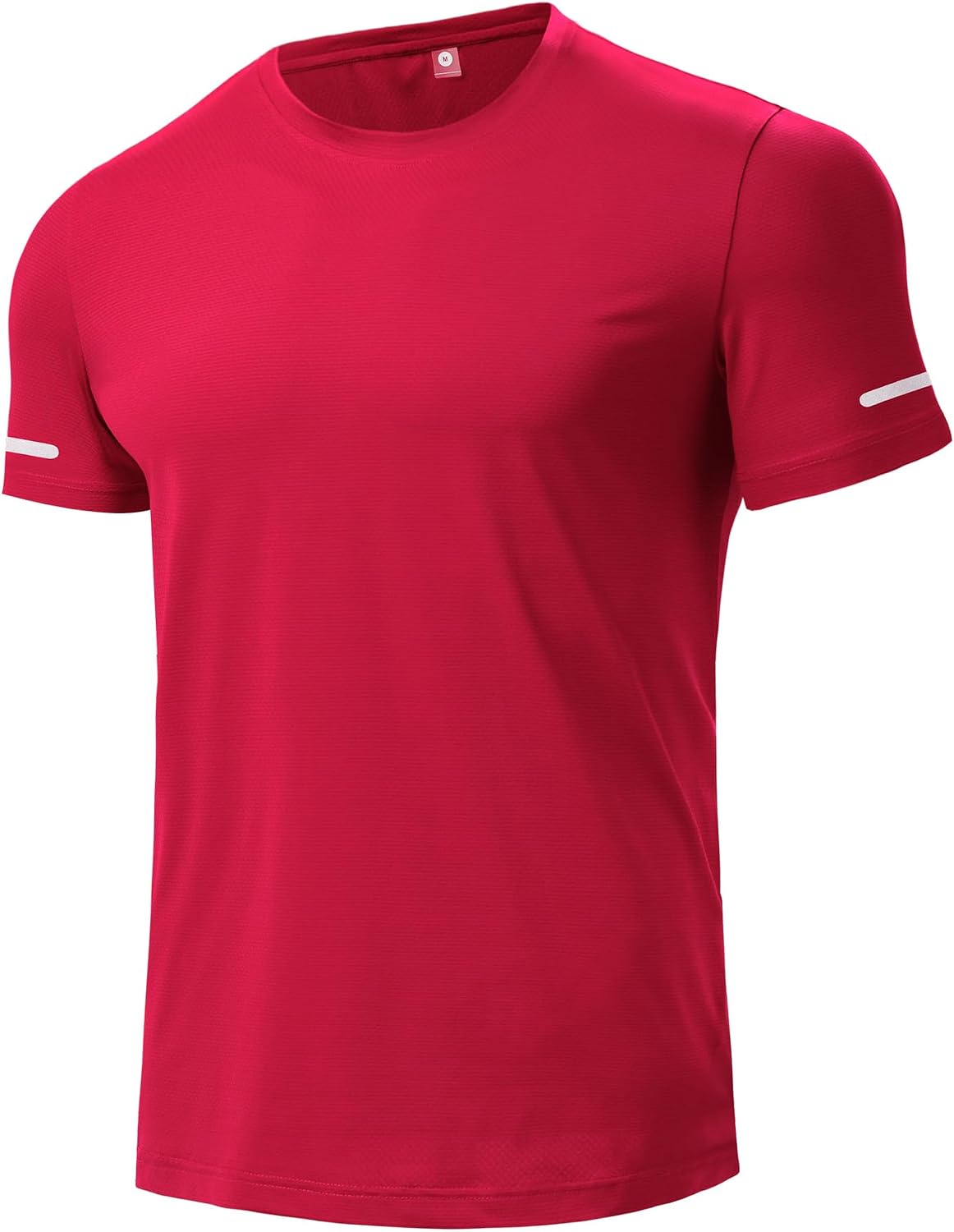 Men's Workout Shirt, Quick Dry Moisture-Wicking Athletic Running Tee - Red