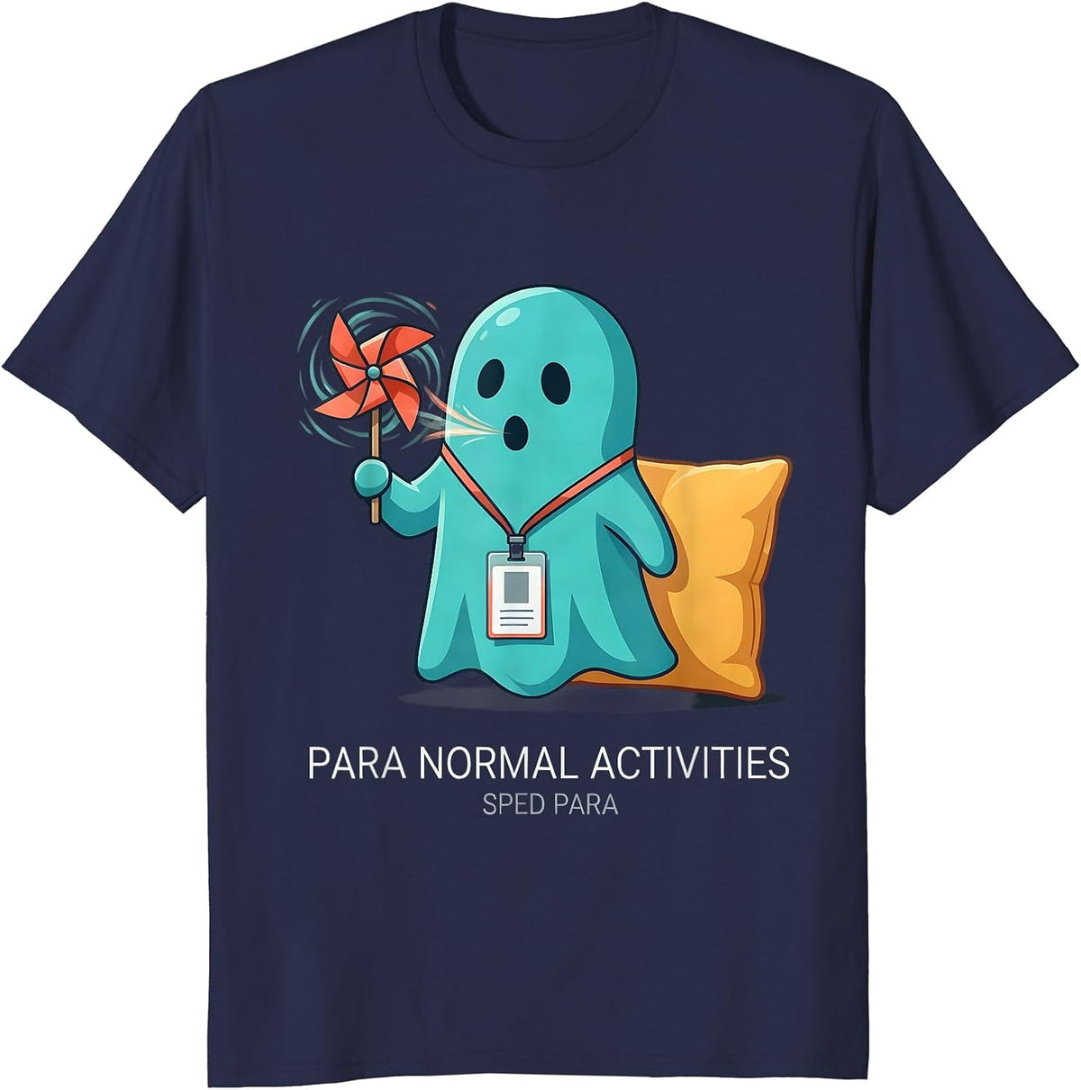 Men's Para Normal Activities SPED Para Ghost Halloween Teacher T-Shirt - Navy Blue