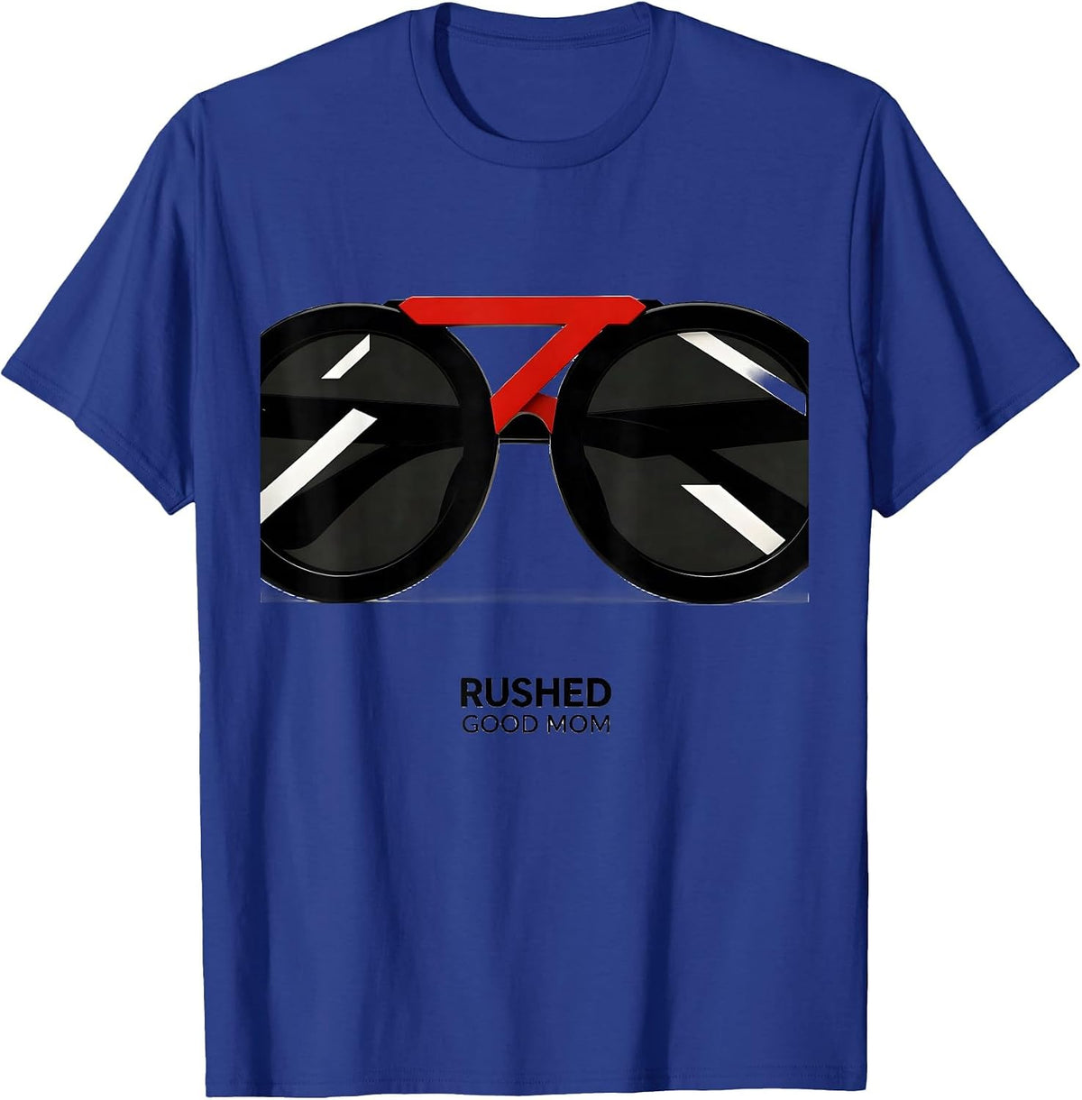 Men's Rushed Good Mom Bauhaus Modernist Messy Bun Mom Humor T-Shirt - Royal Blue