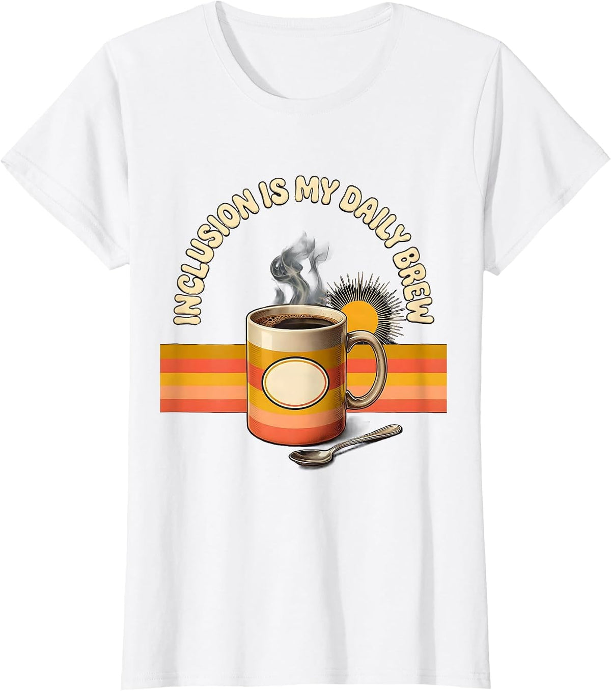 Inclusion Is My Daily Brew Retro 70s Special Education T-Shirt - White