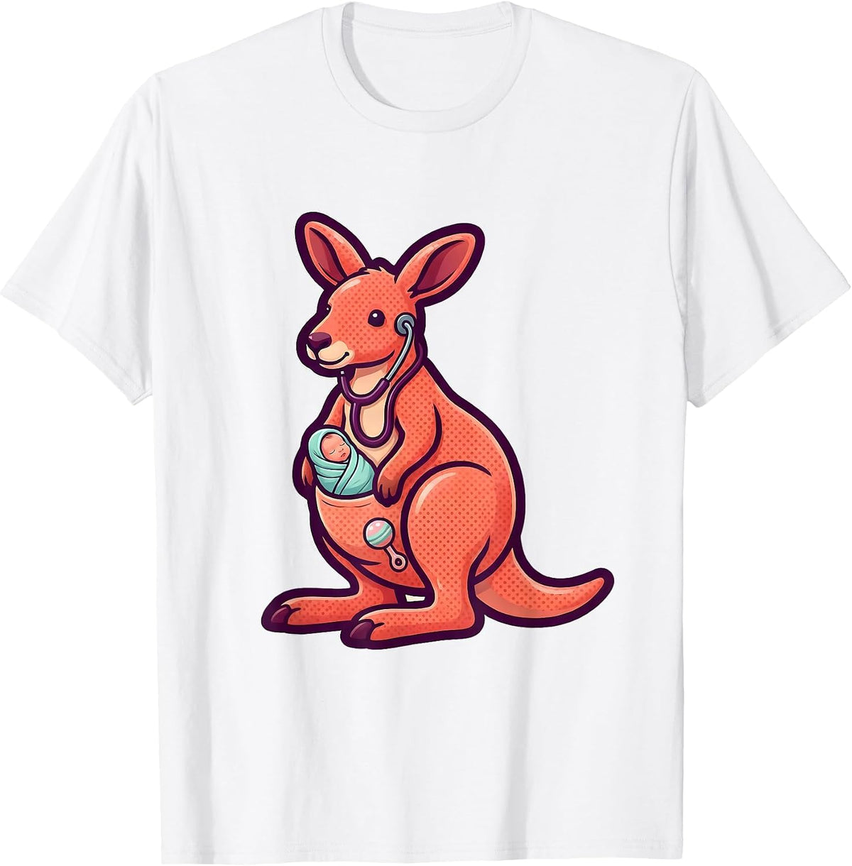 Men's Kangaroo NICU Nurse Cute Animal Bubble-Letter Pediatric T-Shirt - White