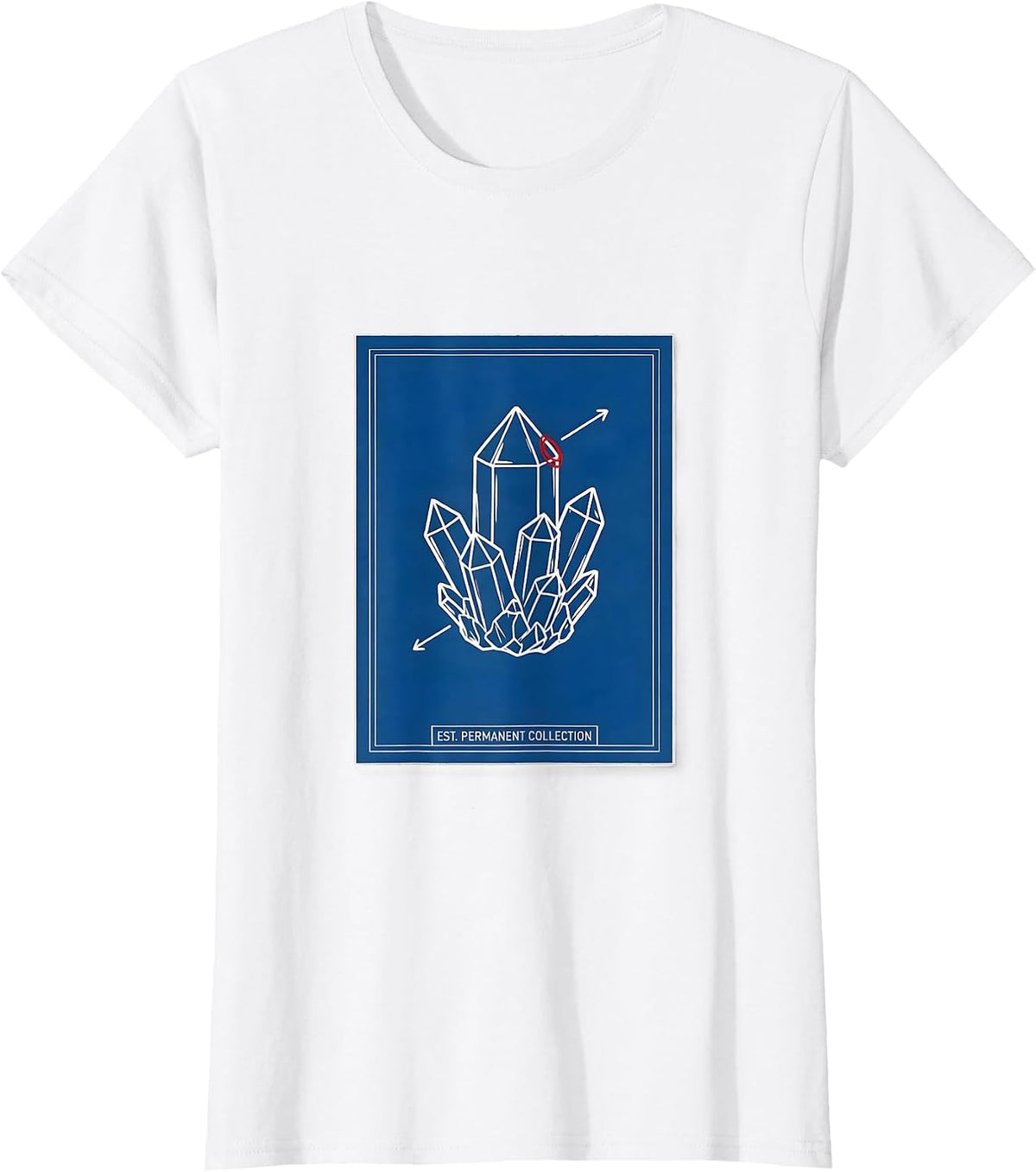 Est. Permanent Collection Technical Blueprint Rock Collector T-Shirt - White
