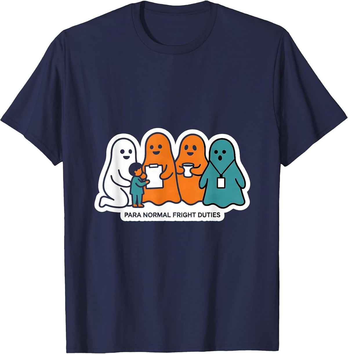 Para Normal Fright Duties Ghost Paraeducator Halloween T-Shirt - Navy Blue