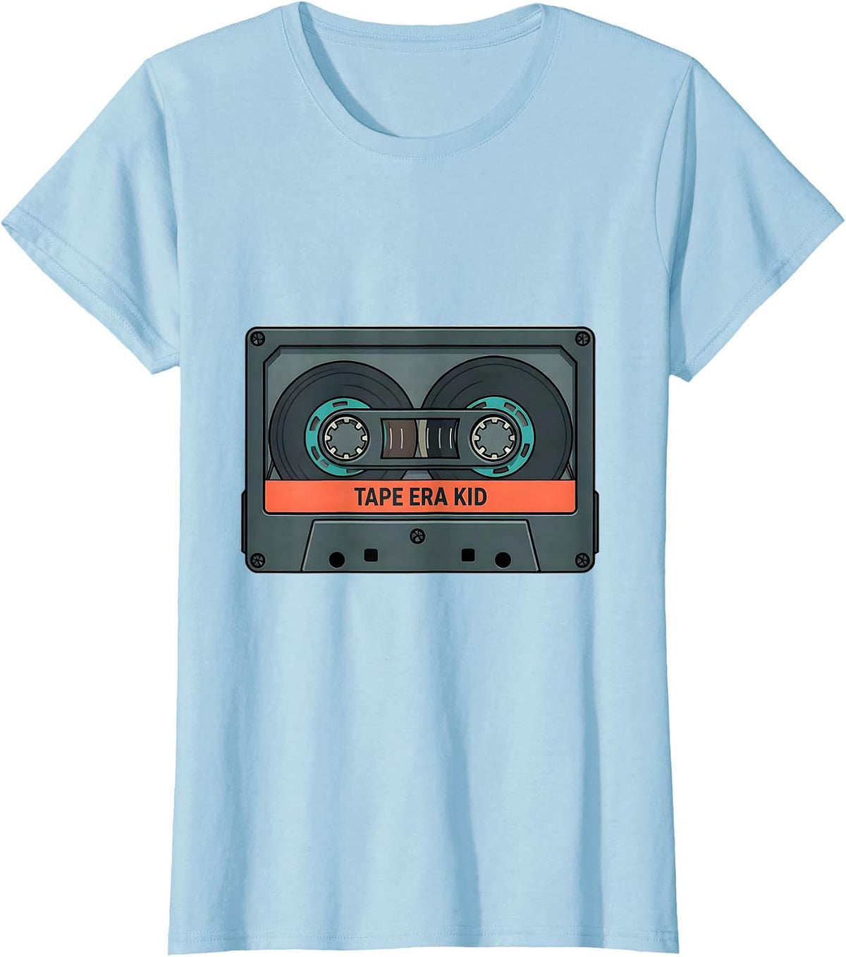 Women's Tape Era Kid Vintage Cassette Tape Hip Hop Music 80s 90s T-Shirt - Baby Blue
