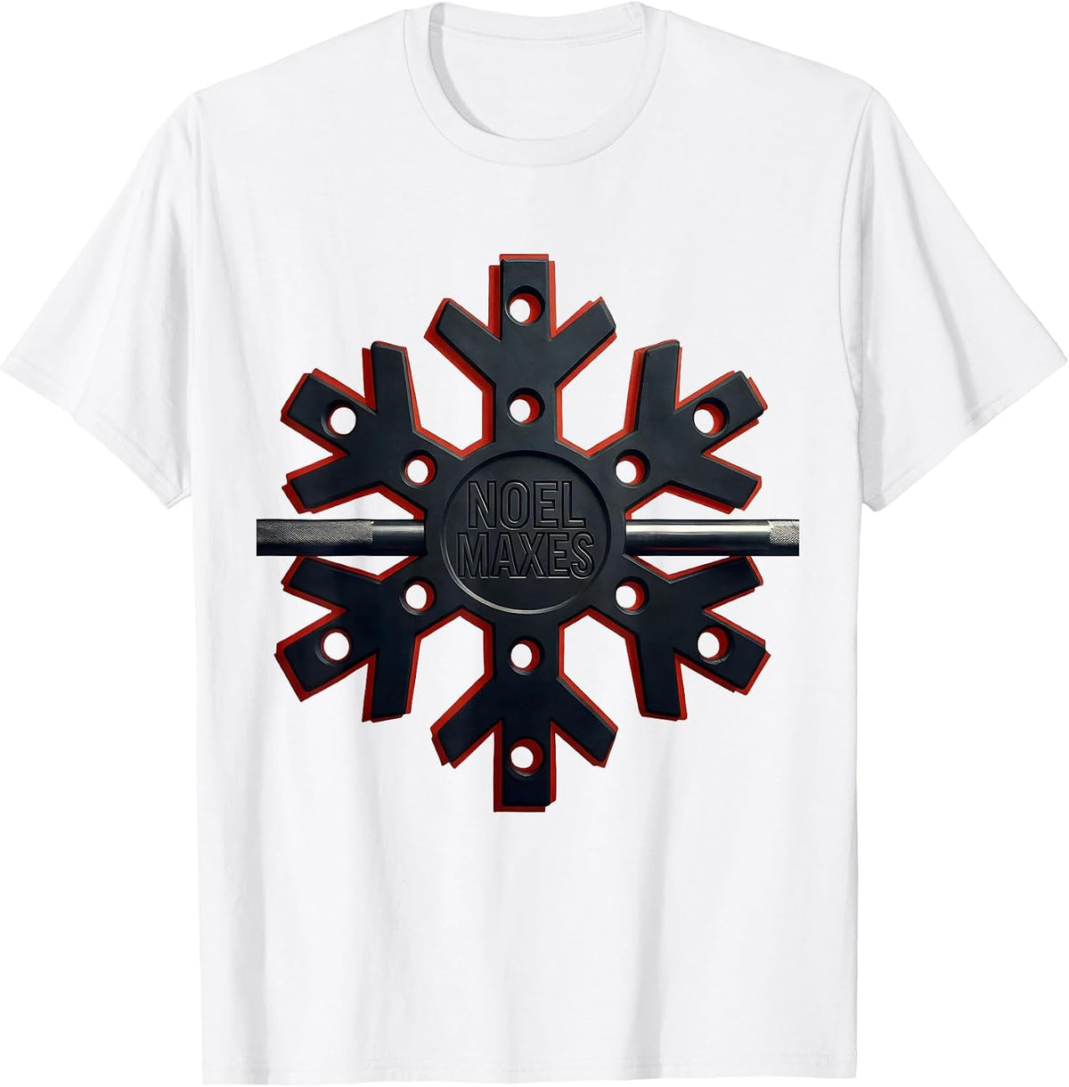 Men's Noel Maxes Funny Christmas Gym Bodybuilder Weightlifting T-Shirt - White
