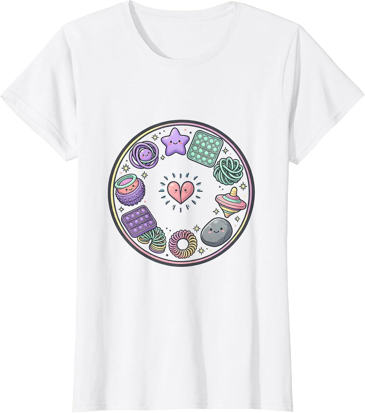 Women's Special Education Teacher Sensory Fidget Tools Design T-Shirt - White