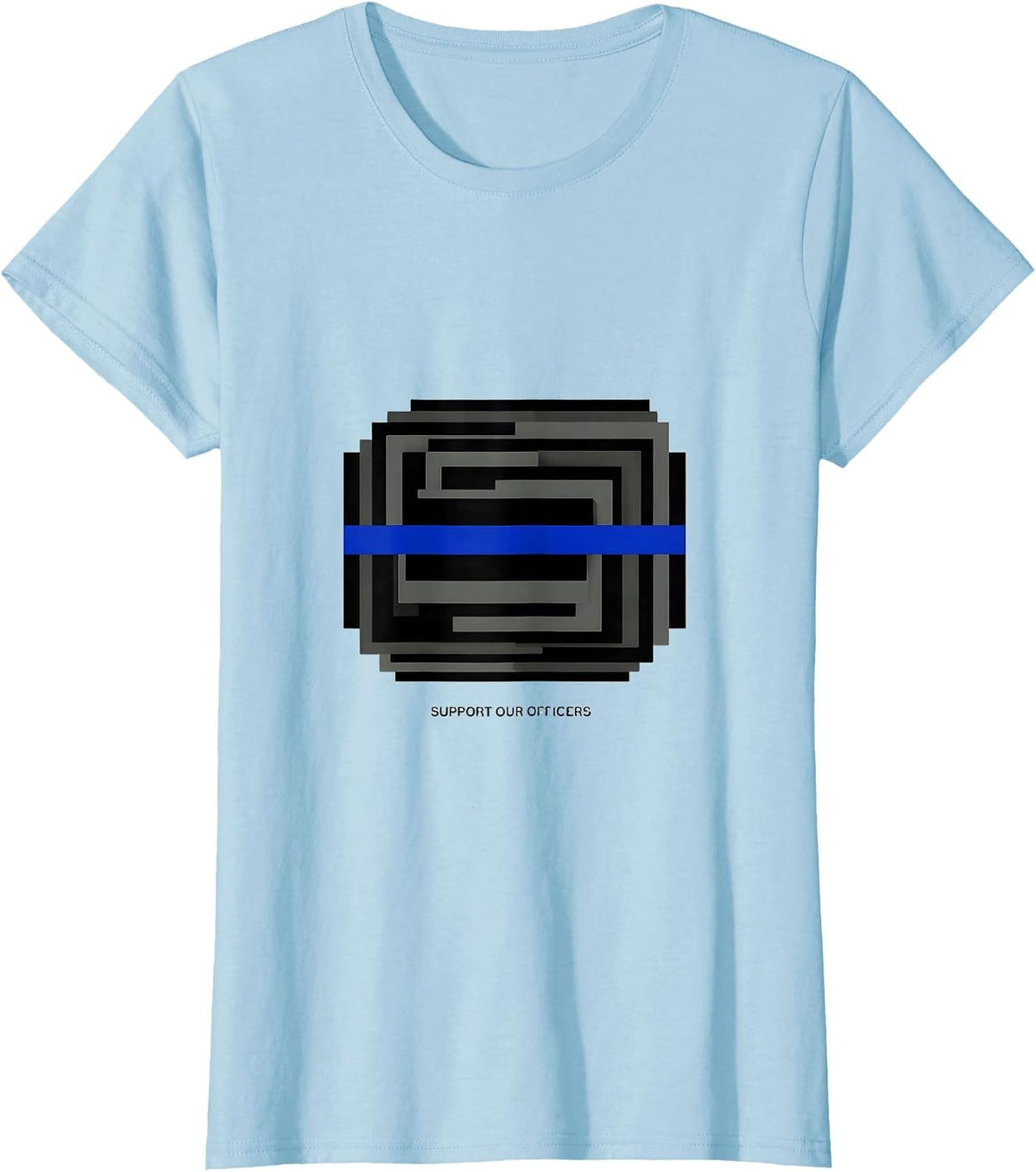 Support Our Officers Thin Blue Line Police Support Law T-Shirt - Baby Blue