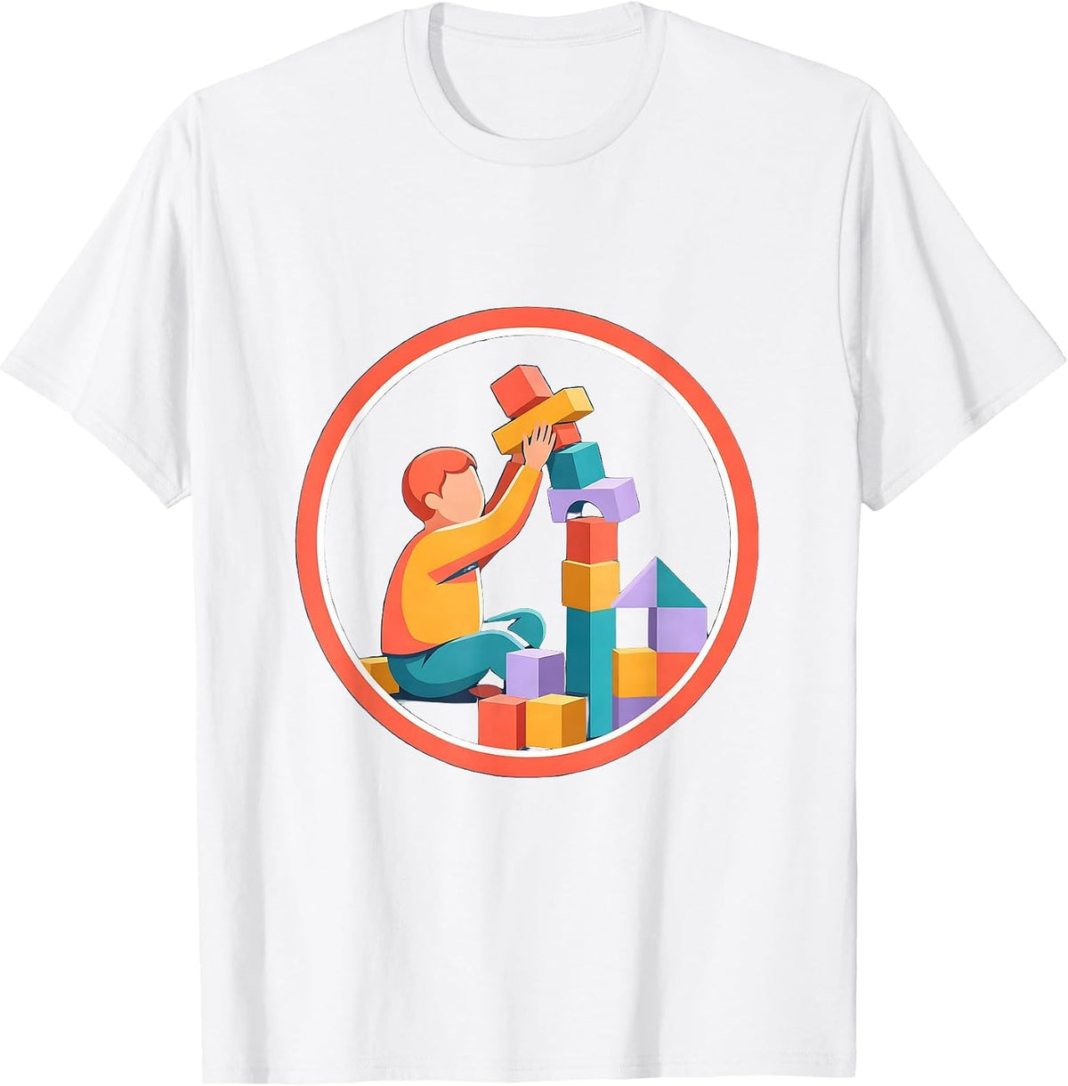 Men's Special Education Building Blocks Graphic Tee T-Shirt - White