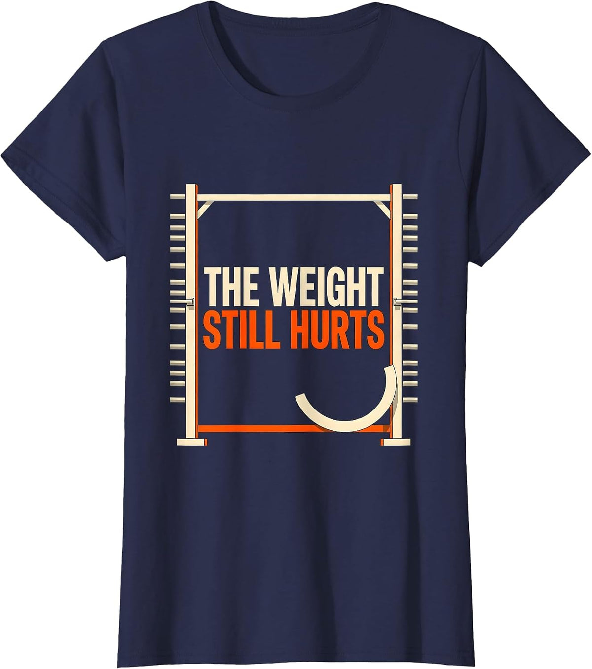 Women's The Weight Still Hurts Funny Gym Workout Weightlifting Humor T-Shirt - Navy Blue