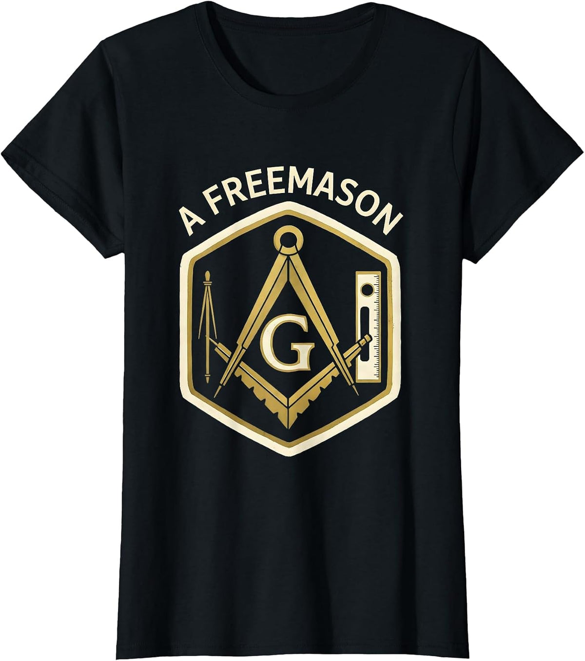 Women's A Freemason Masonic Square And Compass Emblem Fraternal T-Shirt - Black