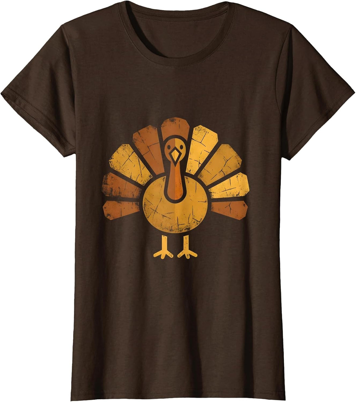 Women's Wild Turkey Fan Tail Feathers Proud Display T-Shirt - Brown