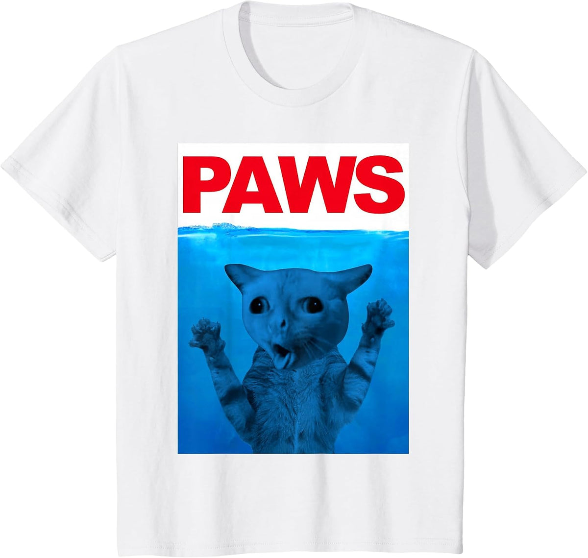 Paws Cat Meme Humor Funny Kitty Lover Funny Cats Dads Mom T-Shirt - White