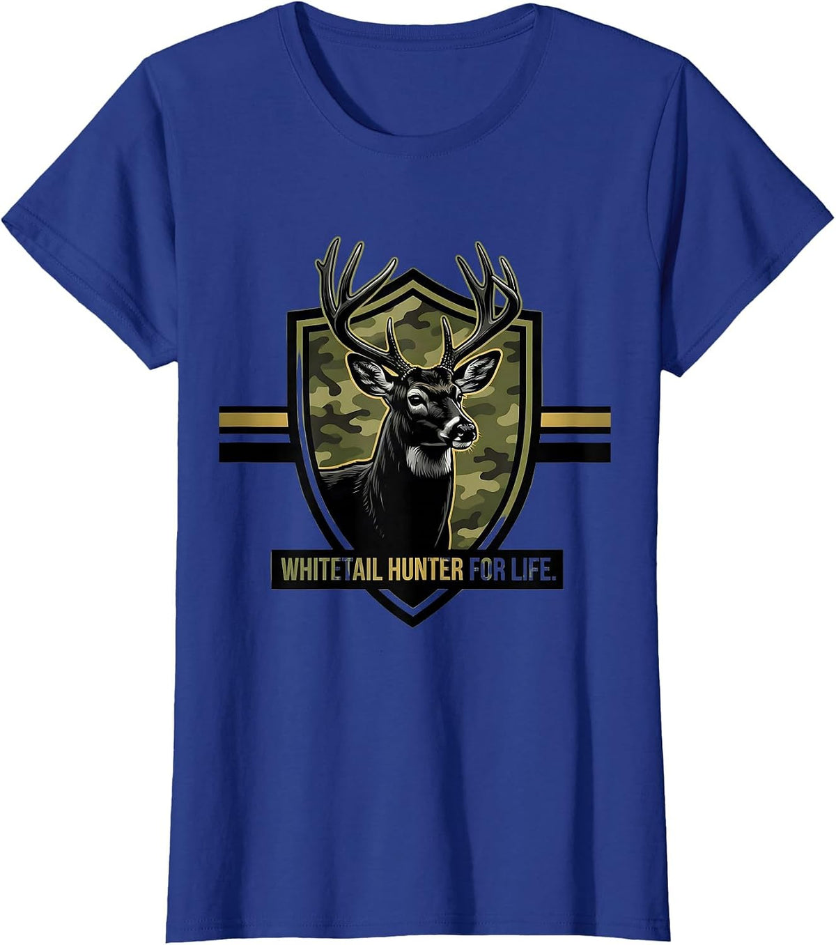 Women's Whitetail Hunter For Life Funny Camo Dad Hunting Humor T-Shirt - Royal Blue