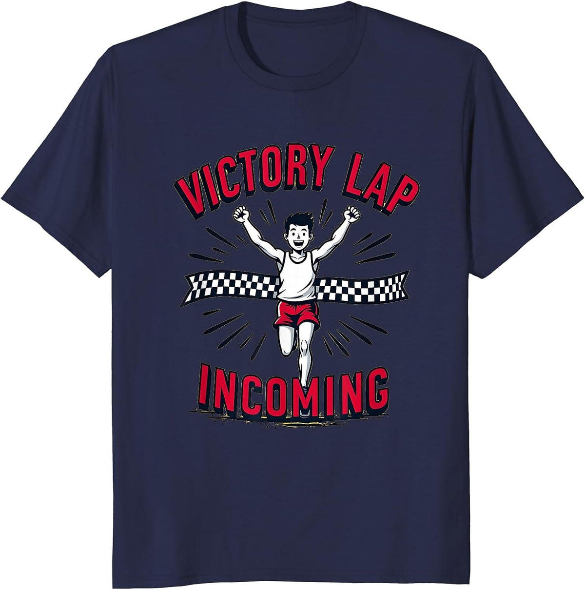Victory Lap Incoming Field Day Graphic Design T-Shirt - Navy Blue