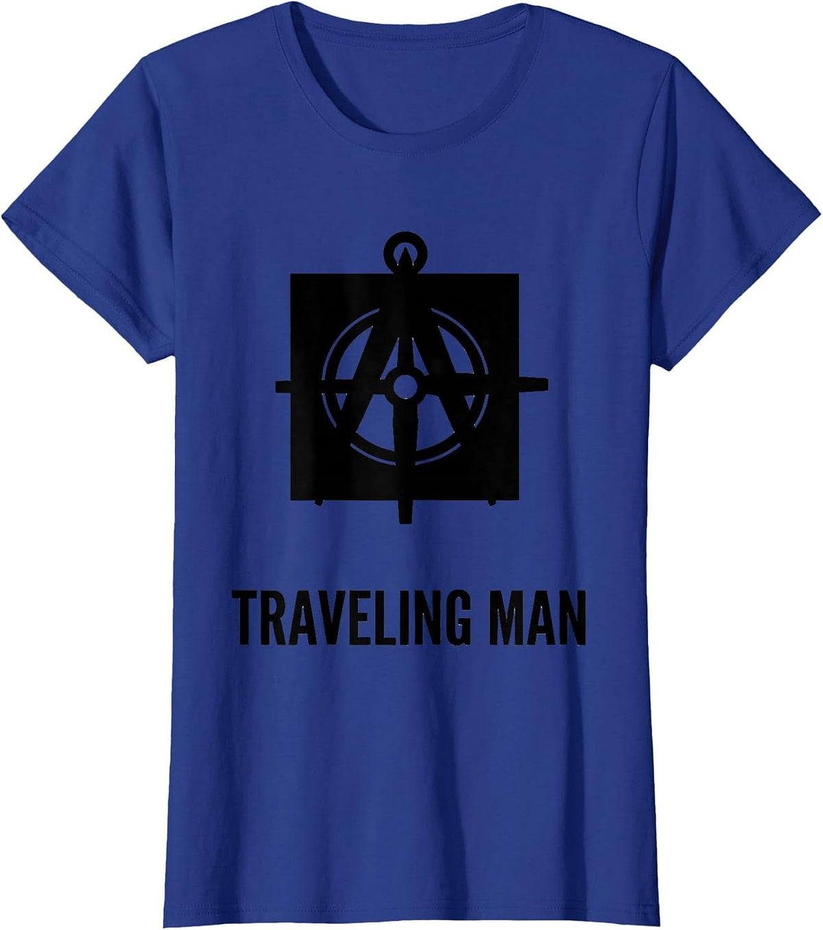Women's Traveling Man Masonic Square and Compass Freemason Fraternal T-Shirt - Royal Blue