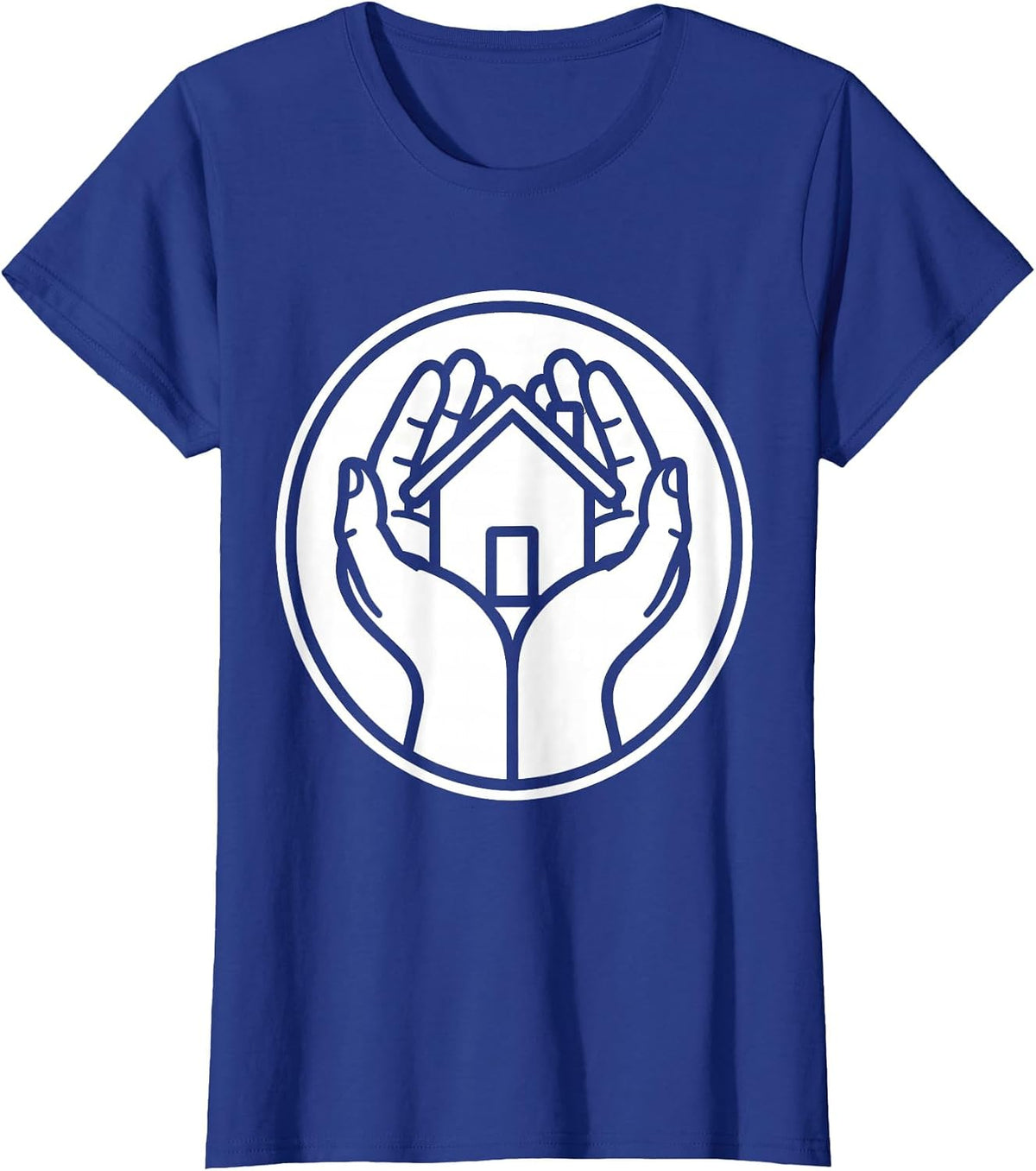 Women's Social Worker Hands Cradling Home Graphic T-Shirt - Royal Blue