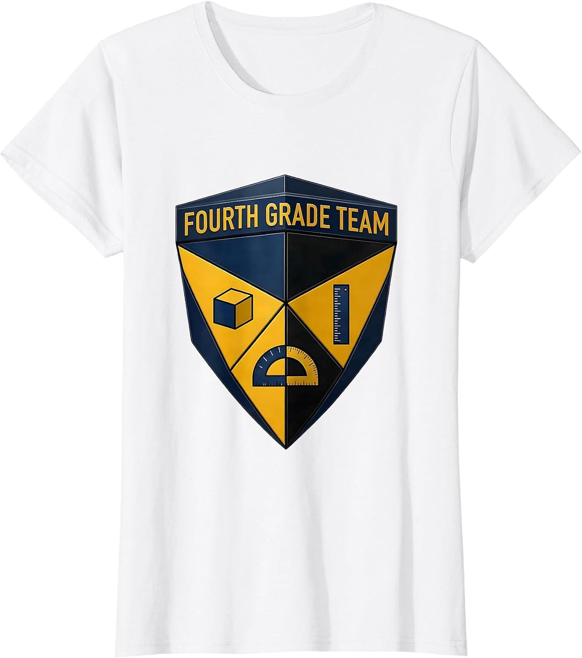 Fourth Grade Team Geometric Teacher Classroom Humor T-Shirt - White