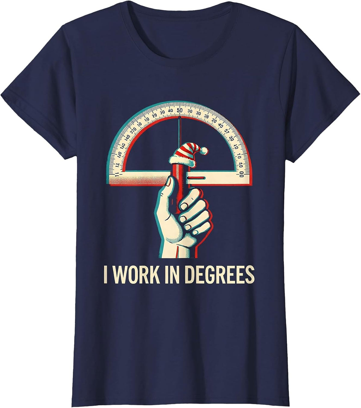 Women's I Work In Degrees Funny Physical Therapy Christmas Therapist T-Shirt - Navy Blue