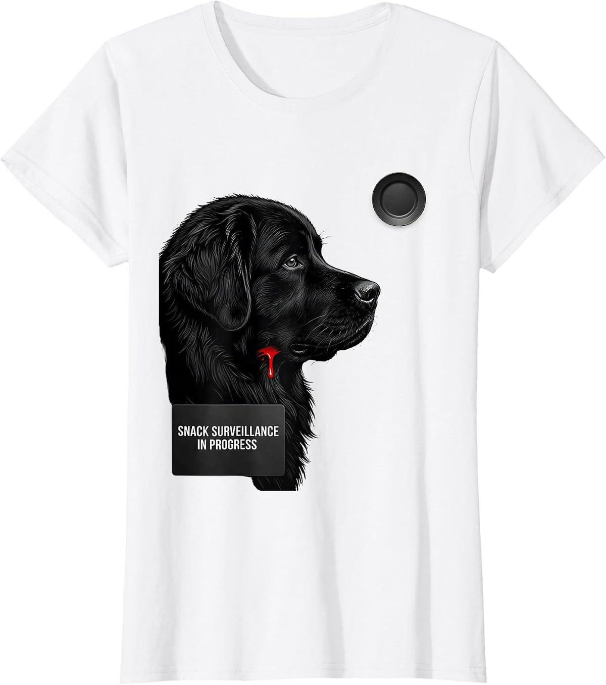 Snack Surveillance In Progress Funny Newfoundland Dog Jowls T-Shirt - White