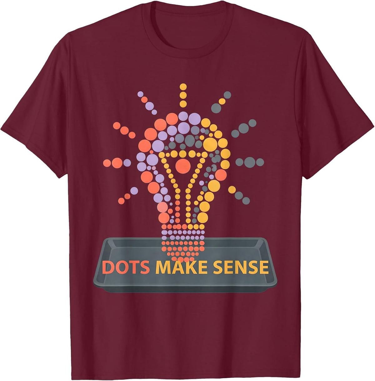 Men's Dots Make Sense Graphic Design T-Shirt - Burgundy