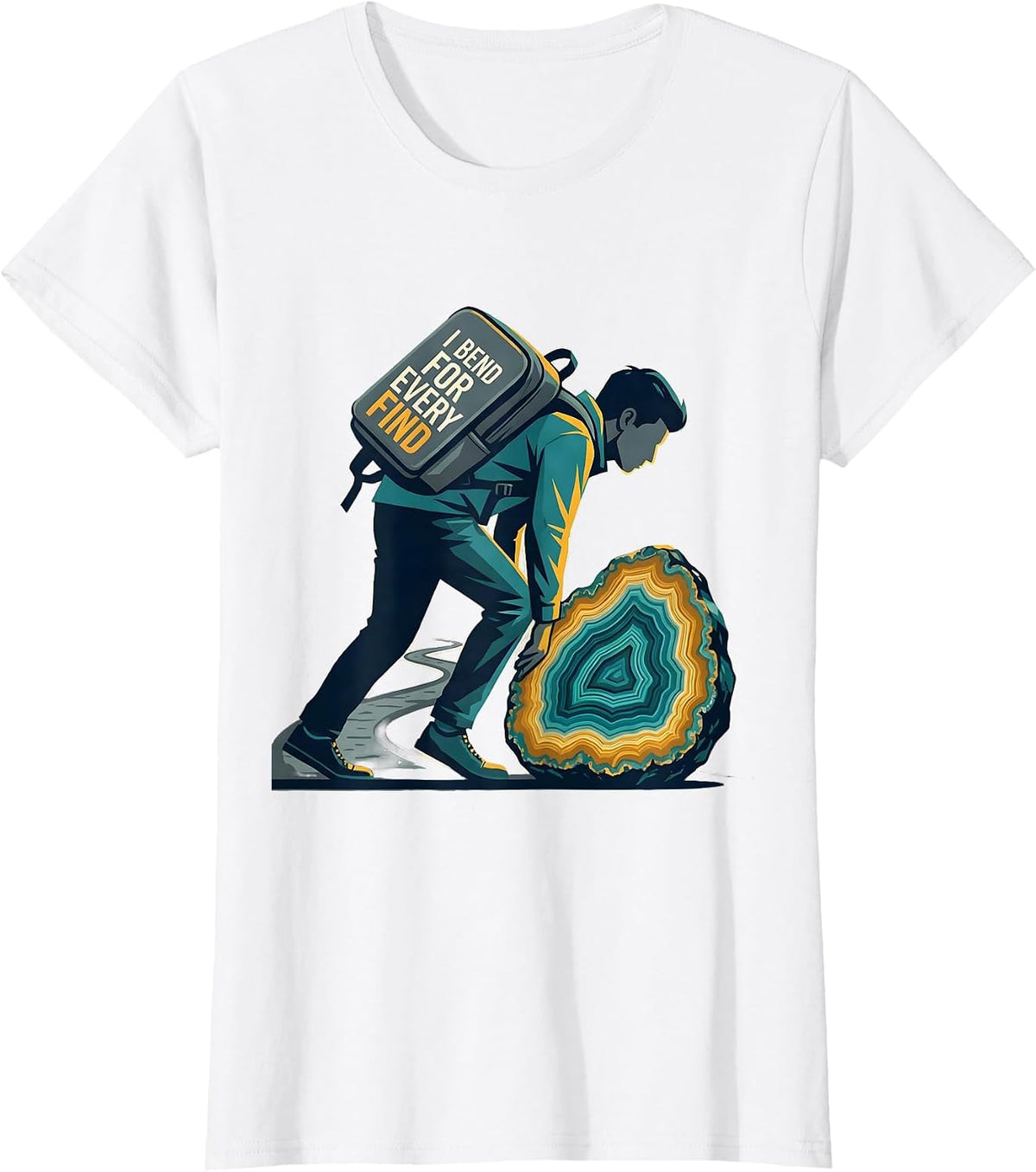I Bend For Every Find Funny Rock Collector Geode Hunter T-Shirt - White