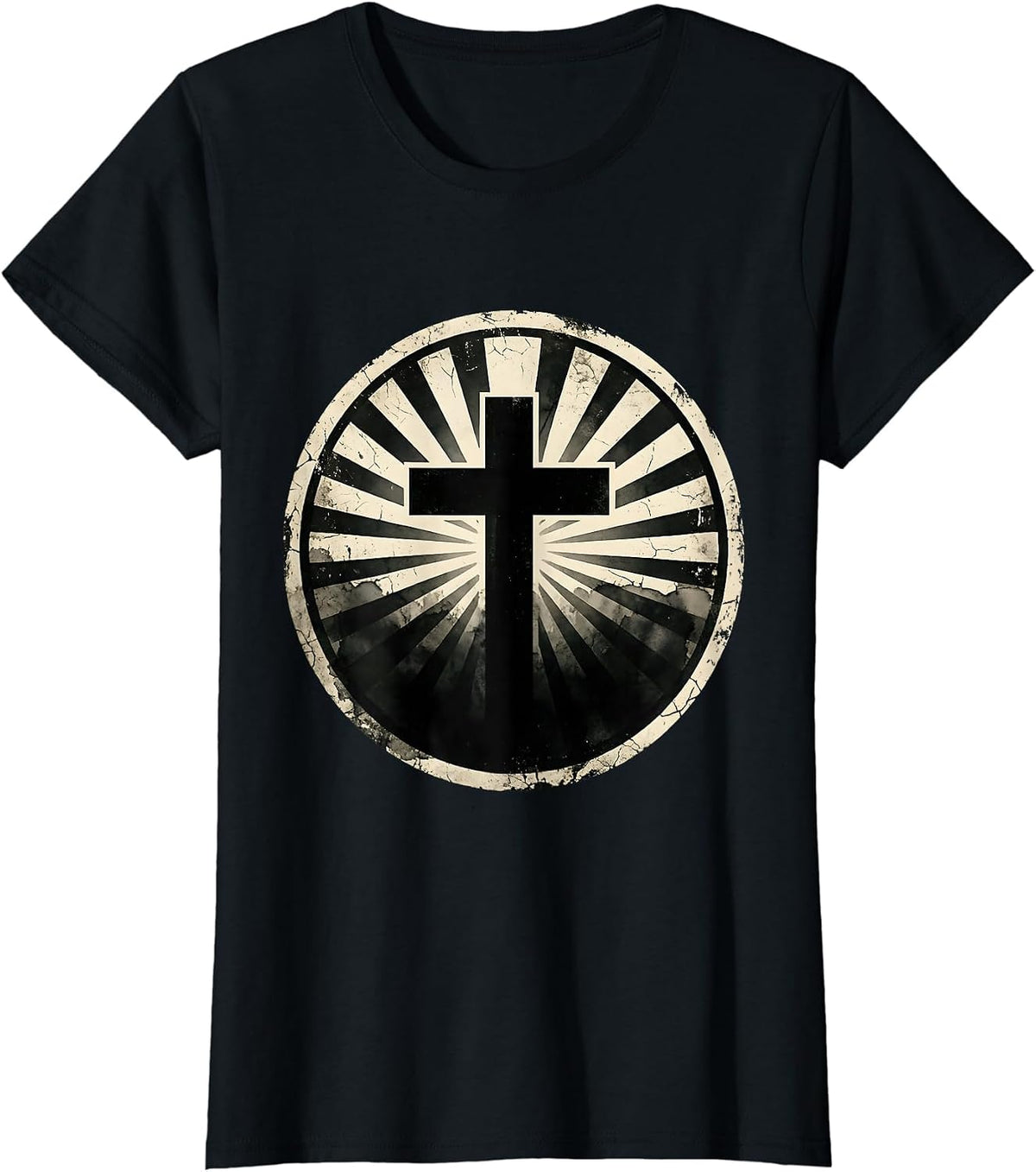 Faith Over Fear Cross Casting Light Into Darkness T-Shirt - Black