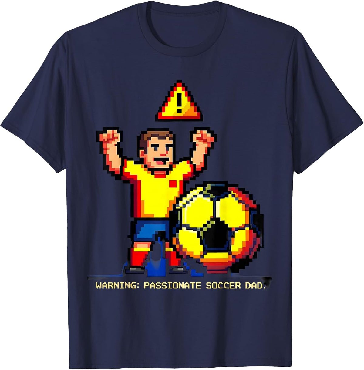 Men's Warning Passionate Soccer Dad Graphic Design T-Shirt - Navy Blue
