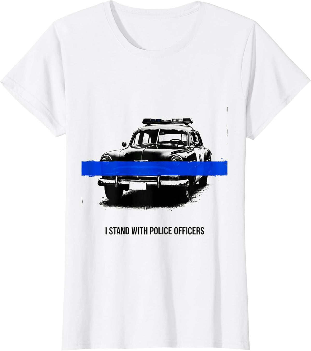 I Stand With Police Officers Vintage Thin Blue Line Support T-Shirt - White