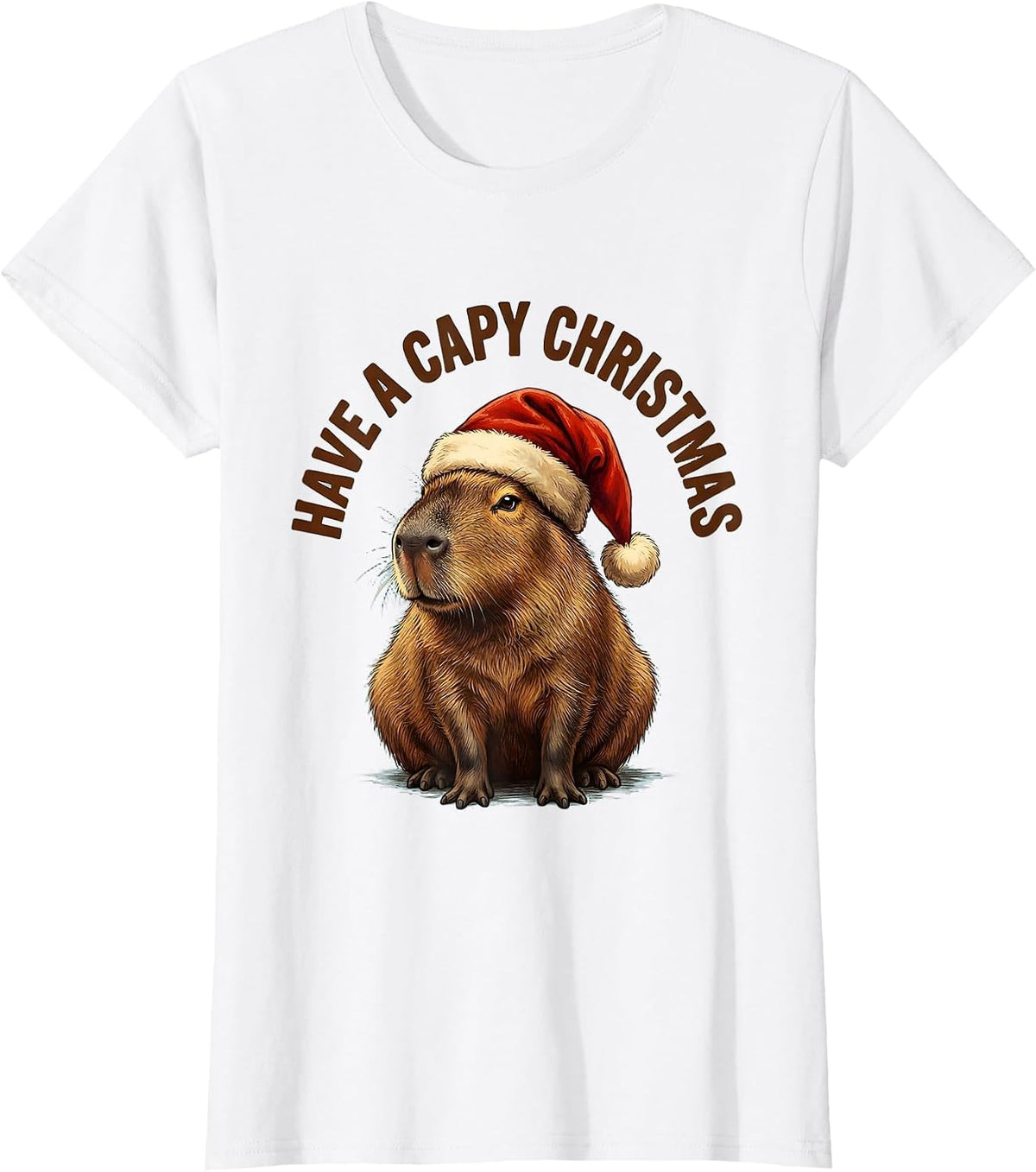 Have a Capy Christmas Funny Capybara Holiday Mascot Santa T-Shirt - White
