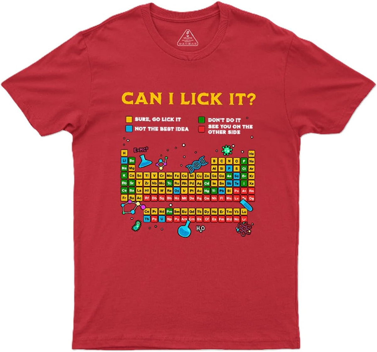 Geek Can I Lick It Periodic Mens Graphic Tee Funny Shirts - Cotton S-5XL - Red