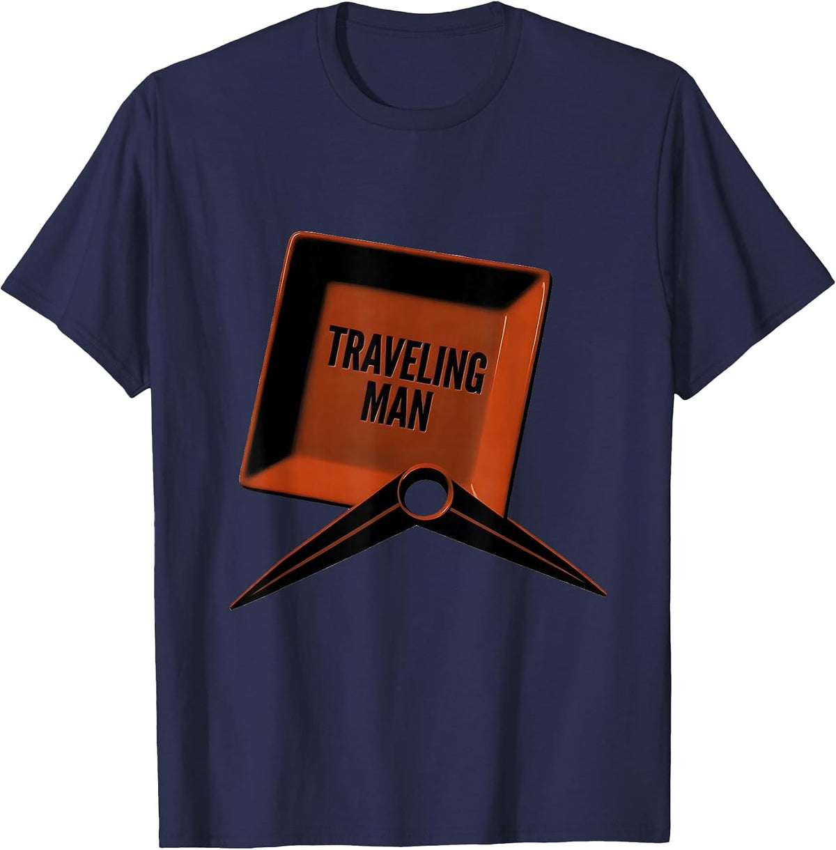 Traveling Man Minimalist Freemason Square And Compass T-Shirt - Navy Blue