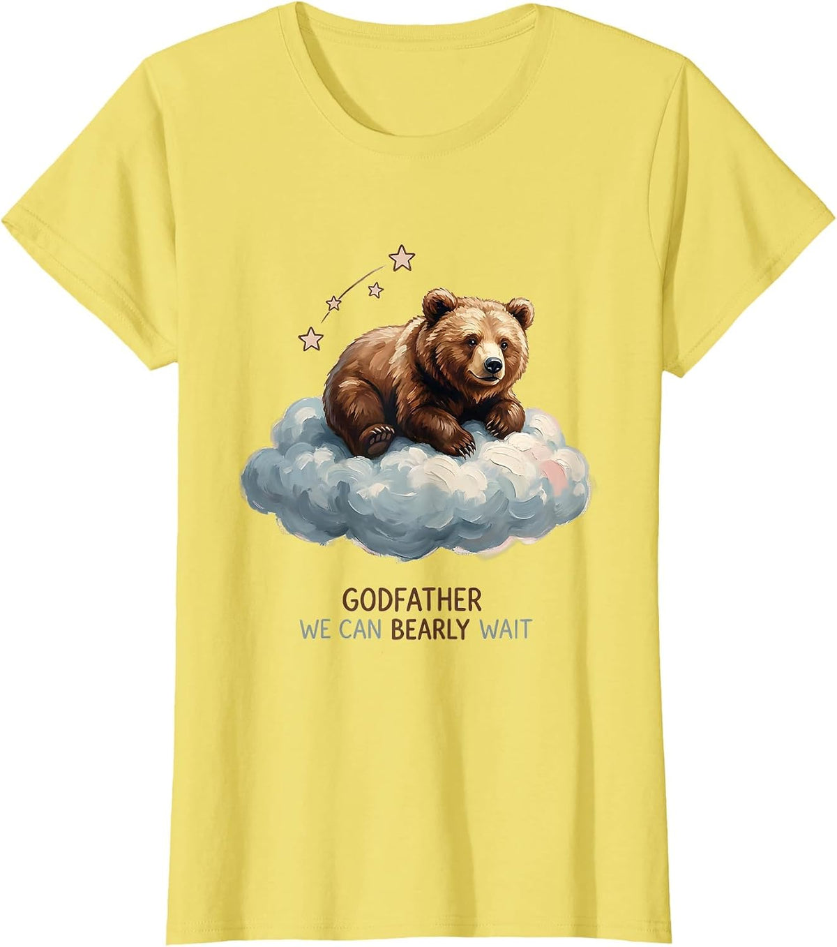 Women's Godfather, We Can Bearly Wait Bear Family Matching Baby T-Shirt - Lemon Yellow