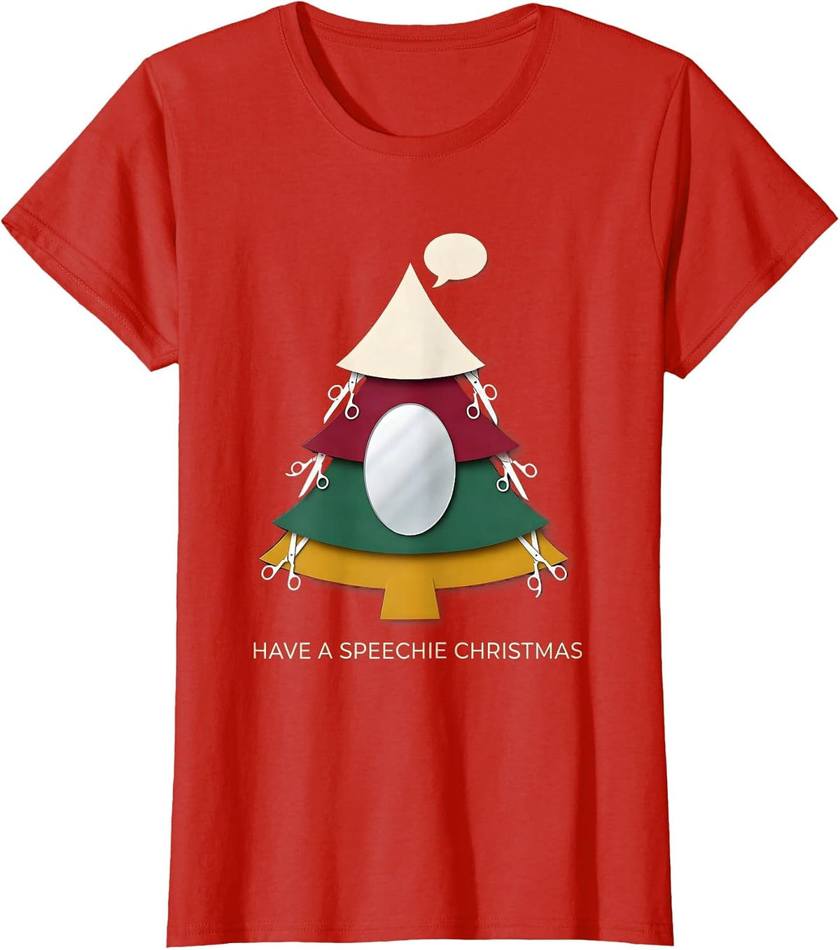 Have a Speechie Christmas Whimsical SLP Therapy Holiday T-Shirt - Red