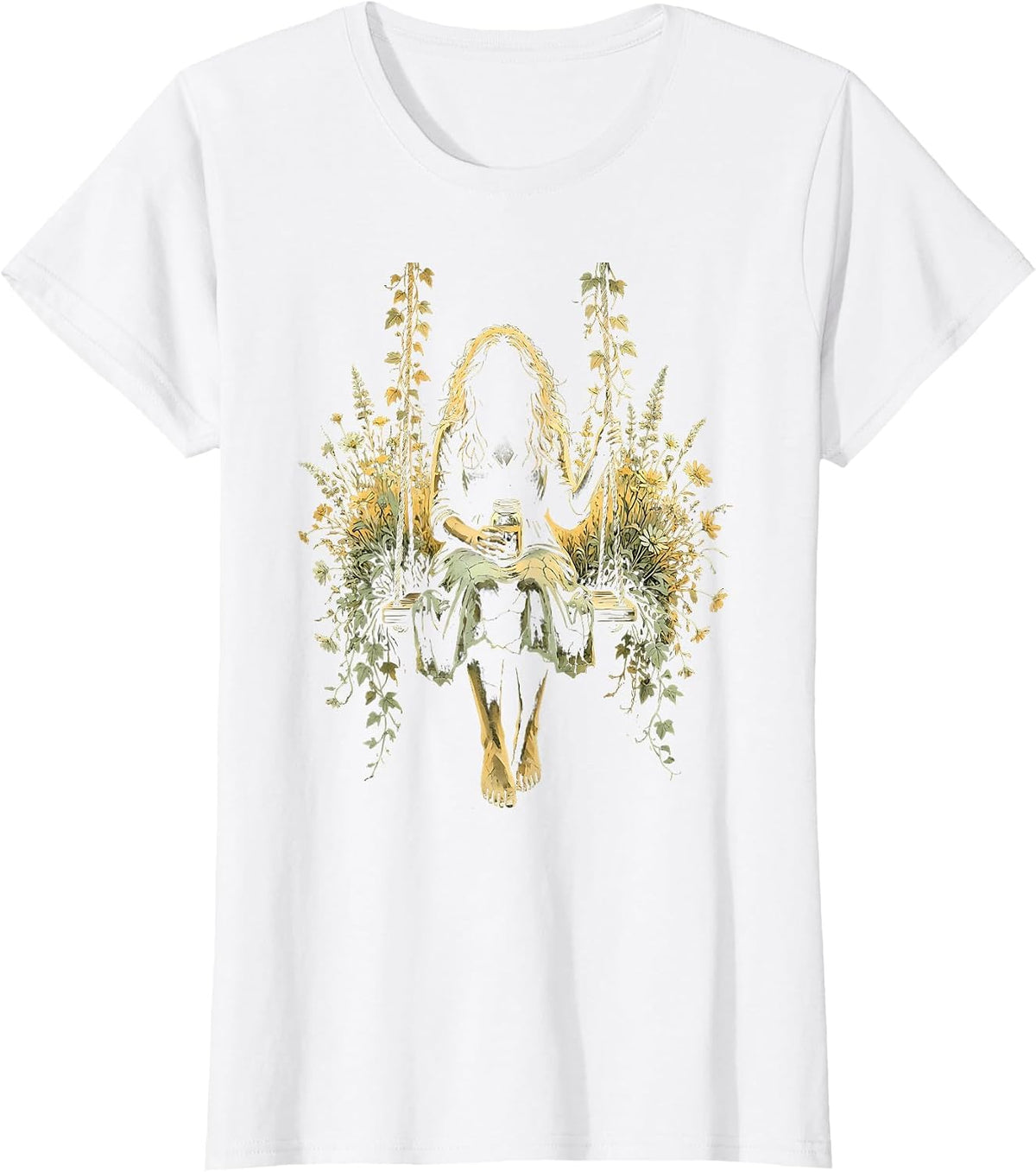 Women's Country Porch Swing Mason Jar Illustration T-Shirt - White